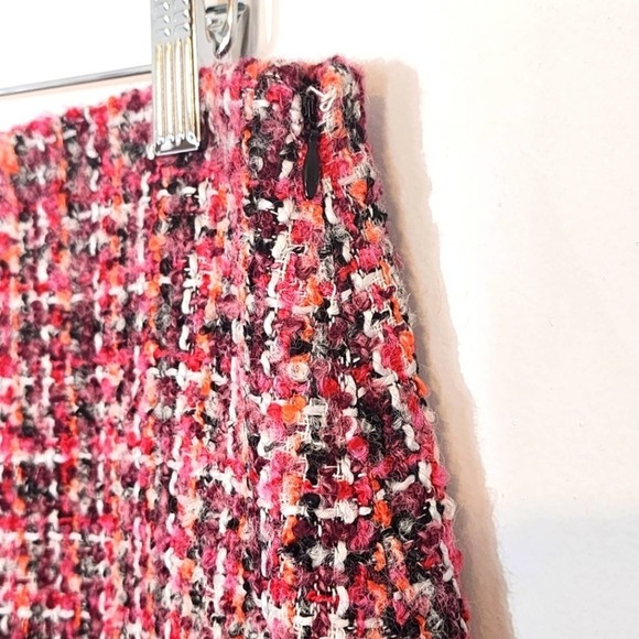 Talbots Tweed Boucle Fringe Wool Blend Pink Multi A Line Skirt Size 6 - Picture 5 of 10